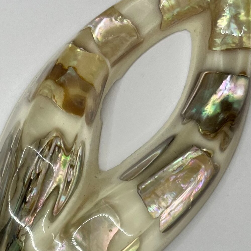 ✨ Vintage 1970s Lucite Spoon Rest with Embedded Abalone Shell ✨ - Picture 3 of 4